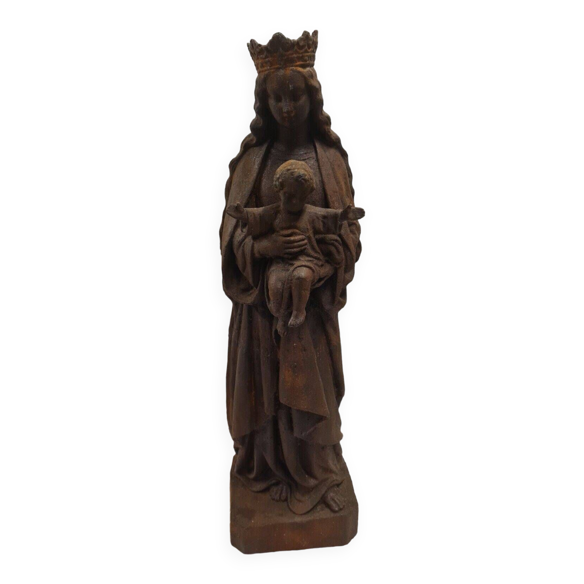 statue of the holy virgin in cast iron