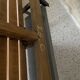 Train bench or metro in wood 1900 with its luggage rack
