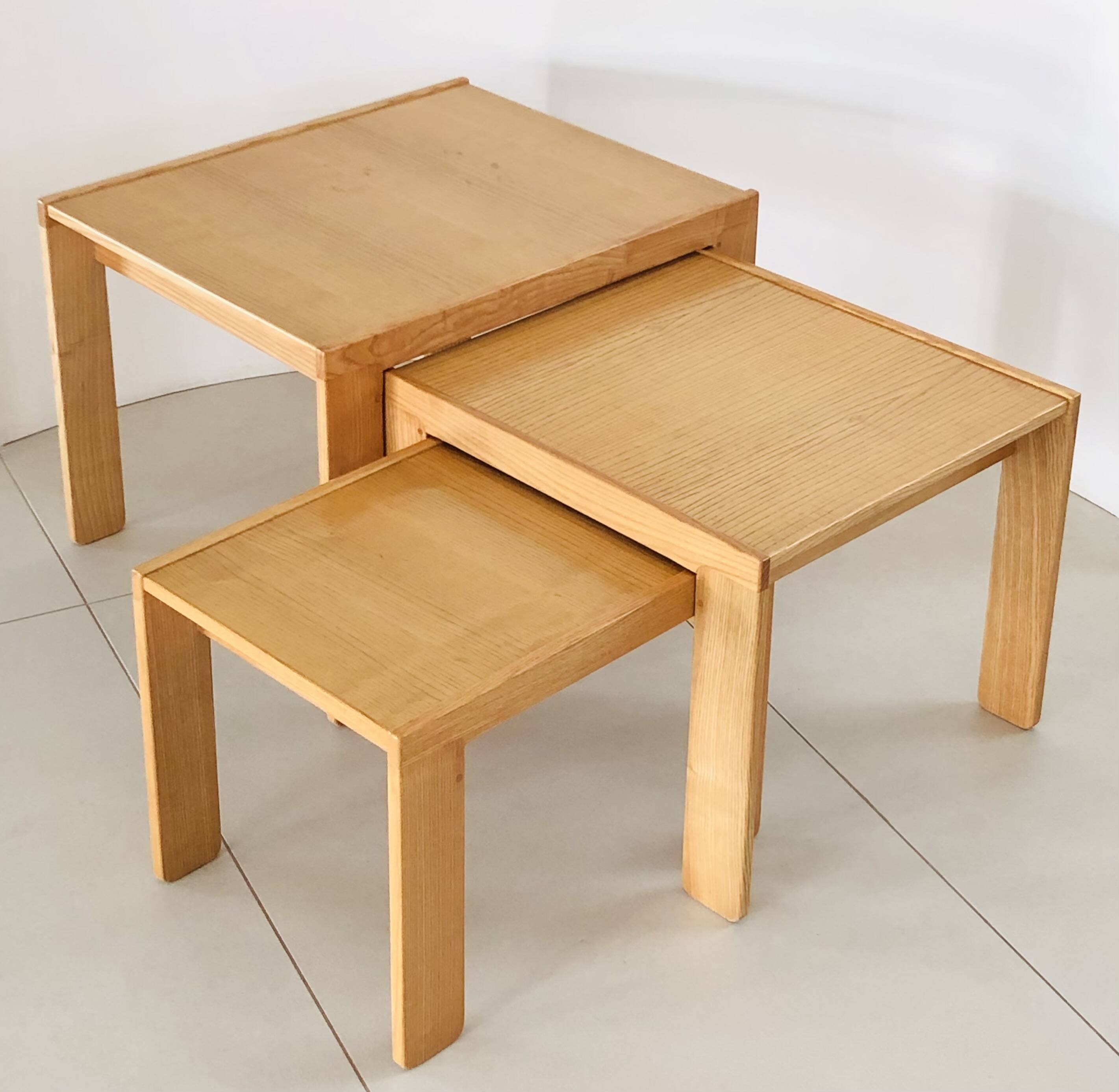 Model 777 ash nesting tables by Afra & Tobia Scarpa for Cassina, Italy 1960s