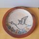 Pyrite stone plate with bird decoration