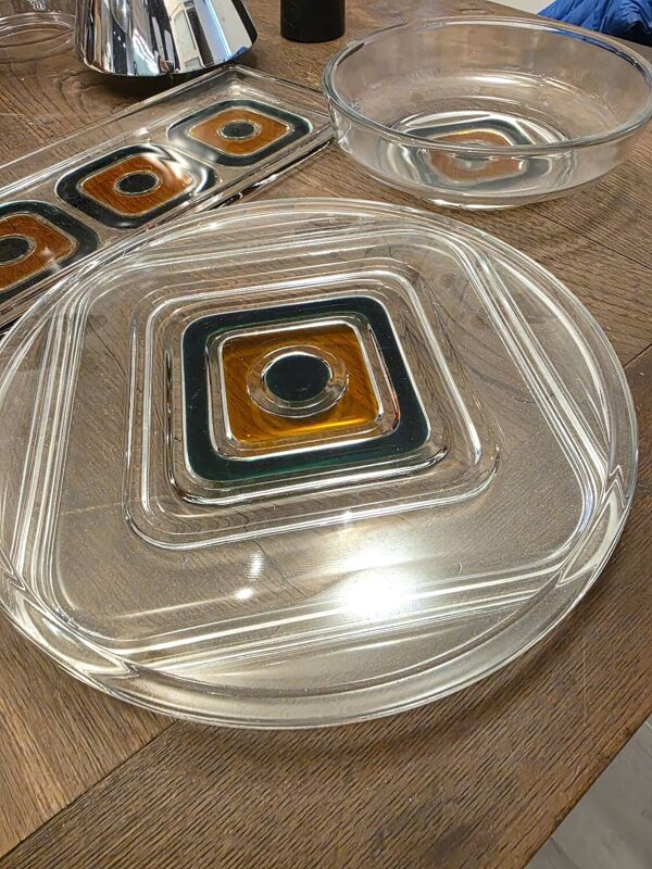 Set de trois plats de service Walther kristallglas années 60