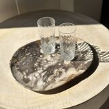 Very large empty pocket or dish in medium light petrified wood 1143