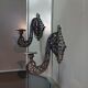 Set of antique neo-Gothic cast iron wall sconces