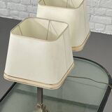 Pair of chrome and brushed metal lamps