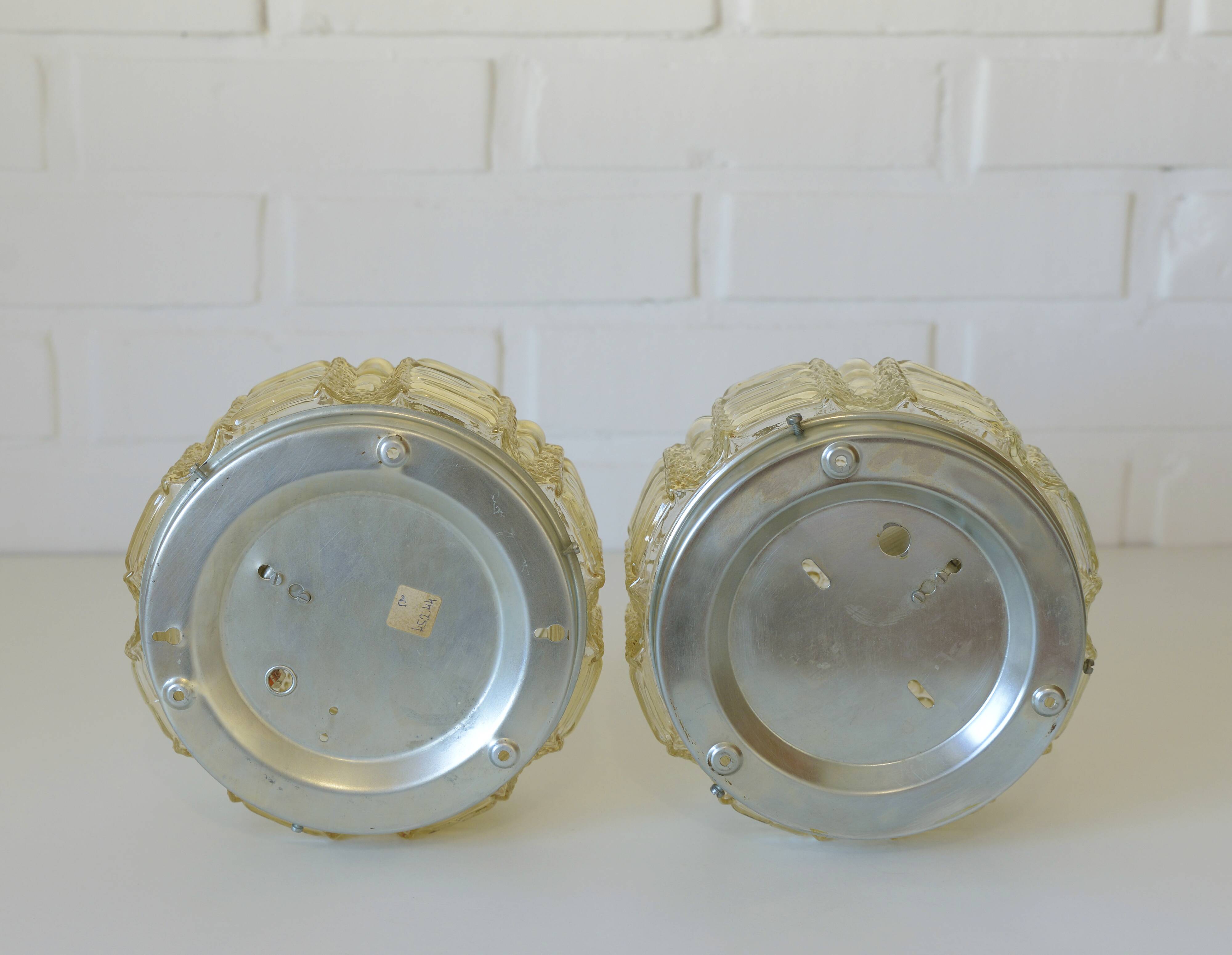 Pair of Wall Sconces / Vintage Ceiling Light / Flush Mount Fixtures 1970's
