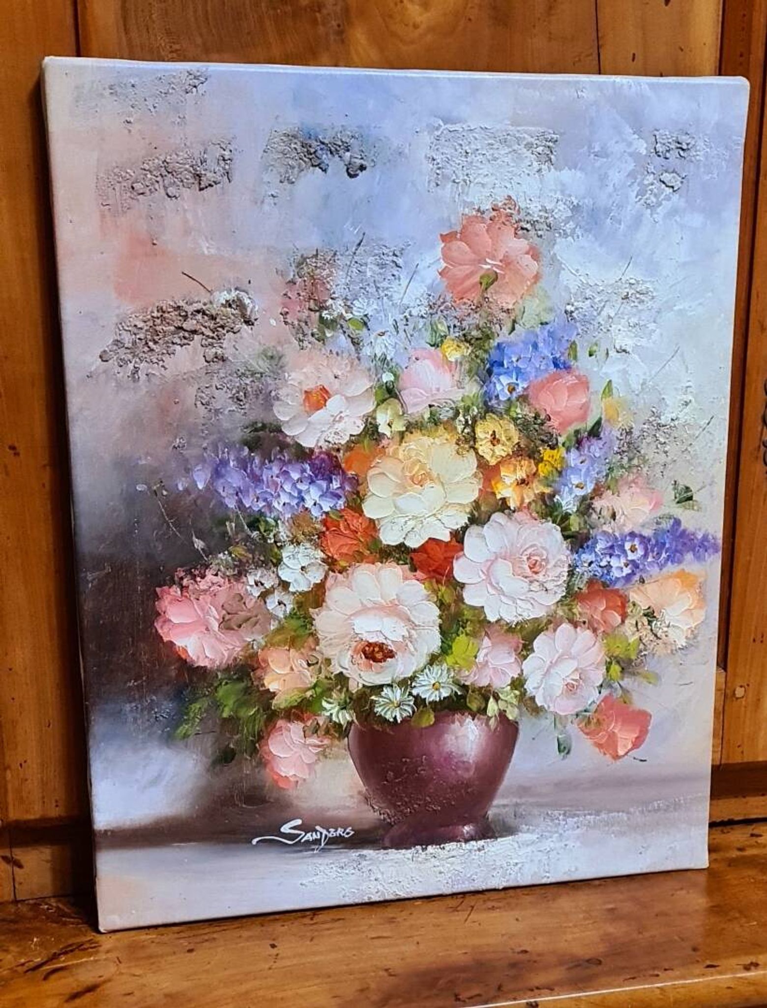 An oil painting on canvas by Edmon Sanders