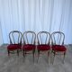 Set of 4 Vintage Bentwood Bistro Chairs, Red Upholstery