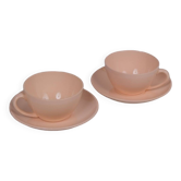 Tasses et soucoupes en porcelaine Digoin