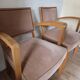 Pair of old rose bridge armchairs