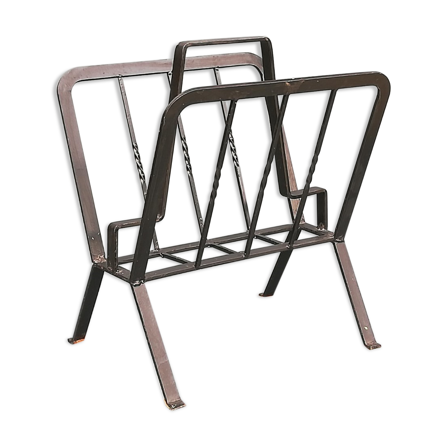 Black painted metal magazine holder