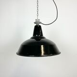 Industrial Black Enamel Factory Lamp with Cast Iron Top, 1960s