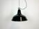 Industrial Black Enamel Factory Lamp with Cast Iron Top, 1960s
