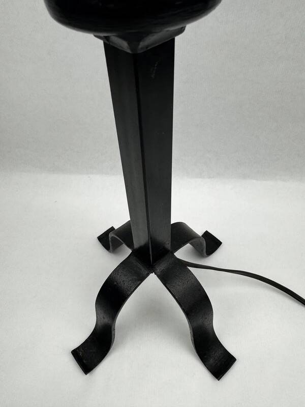 Black wrought iron lamp base, in the style of Jean-Pierre Ryckaert, circa 1950-1960