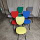 6 coloured vintage chairs