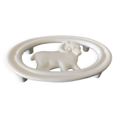Porte savon vintage faïence blanche sur fonte français ancien années 40/50