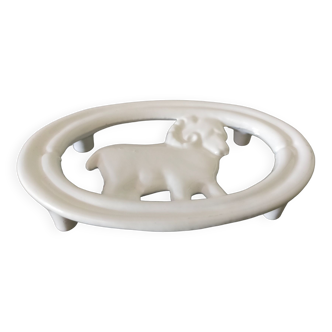 Vintage soap holder white earthenware on french cast iron old 40s/50s