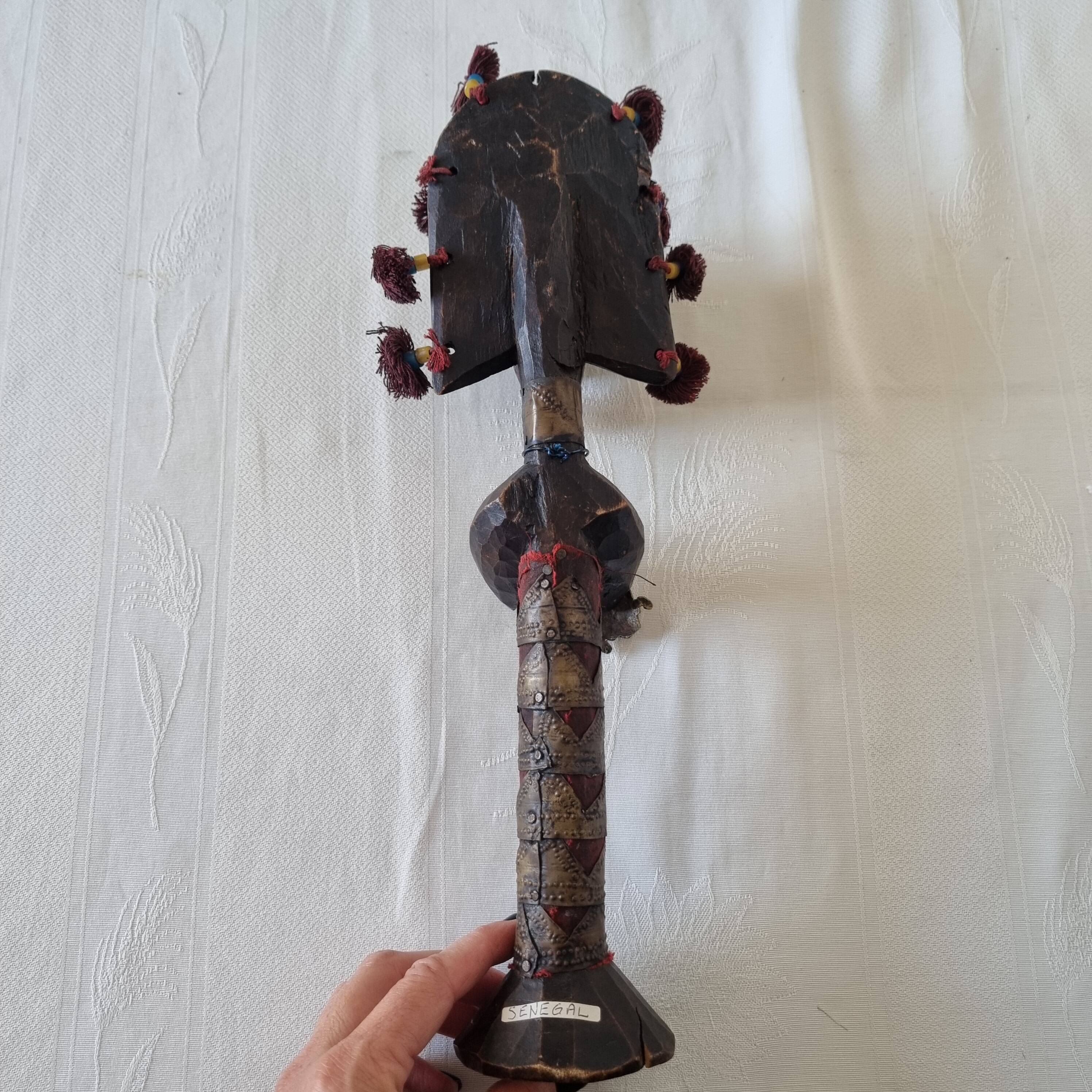 Scepter decorated with a female figure in wood and brass