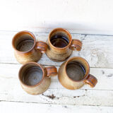 4 sandstone cups signed Jean Pierre Prudhomme