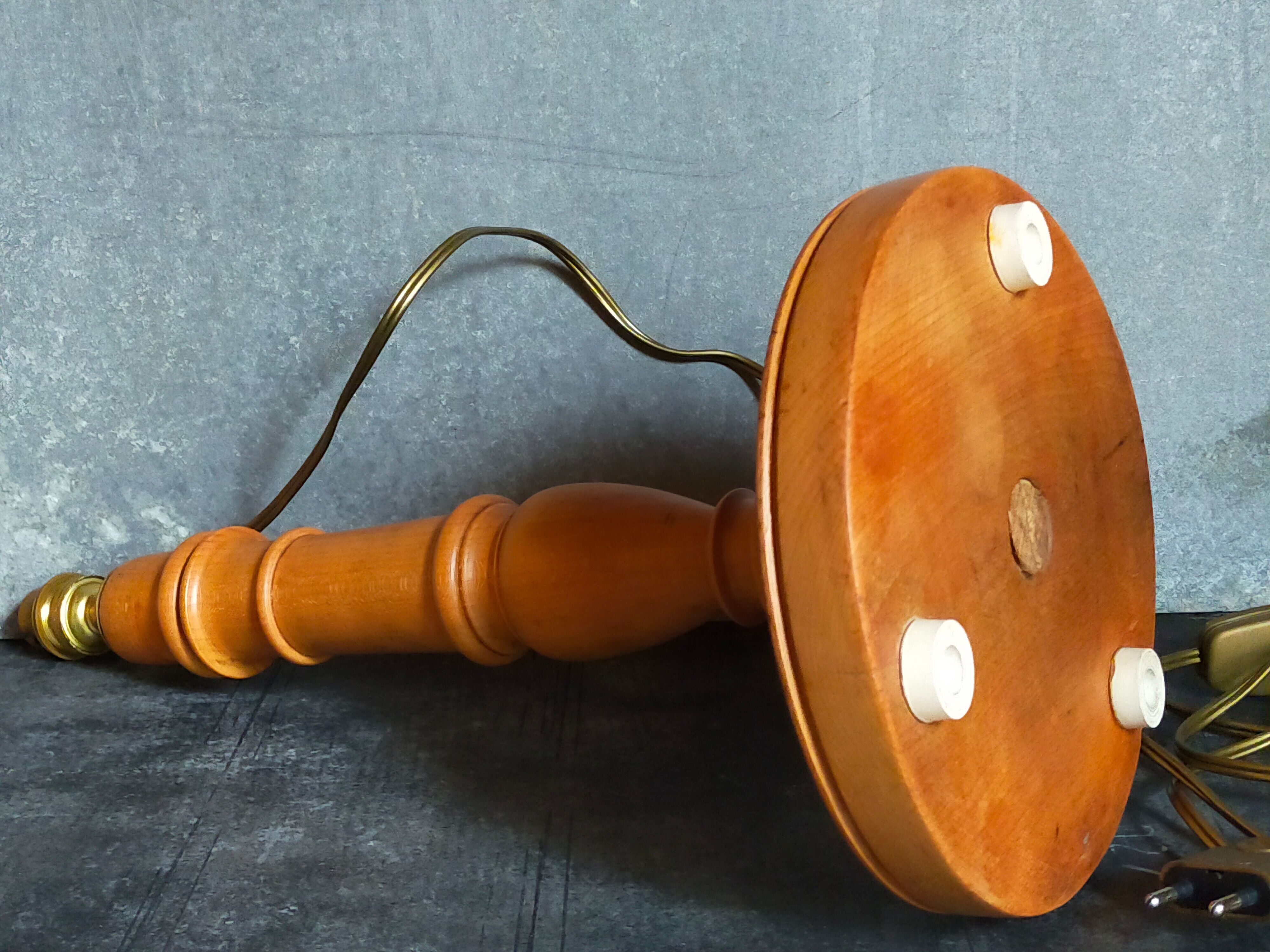Old solid turned wooden lamp base