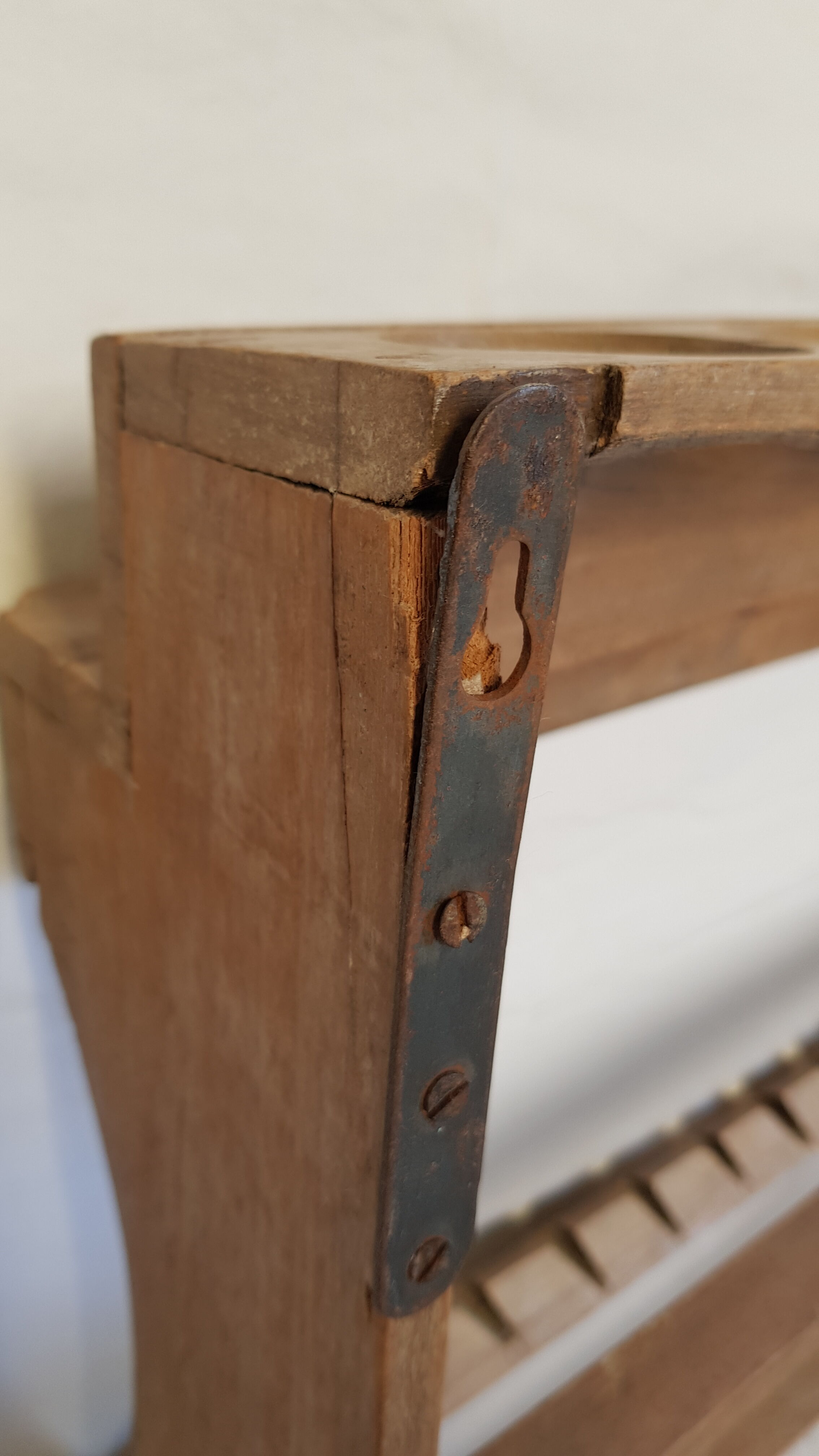 Old wall shelf - Burmese teak rack - 53 x 15.5 x 39 cm