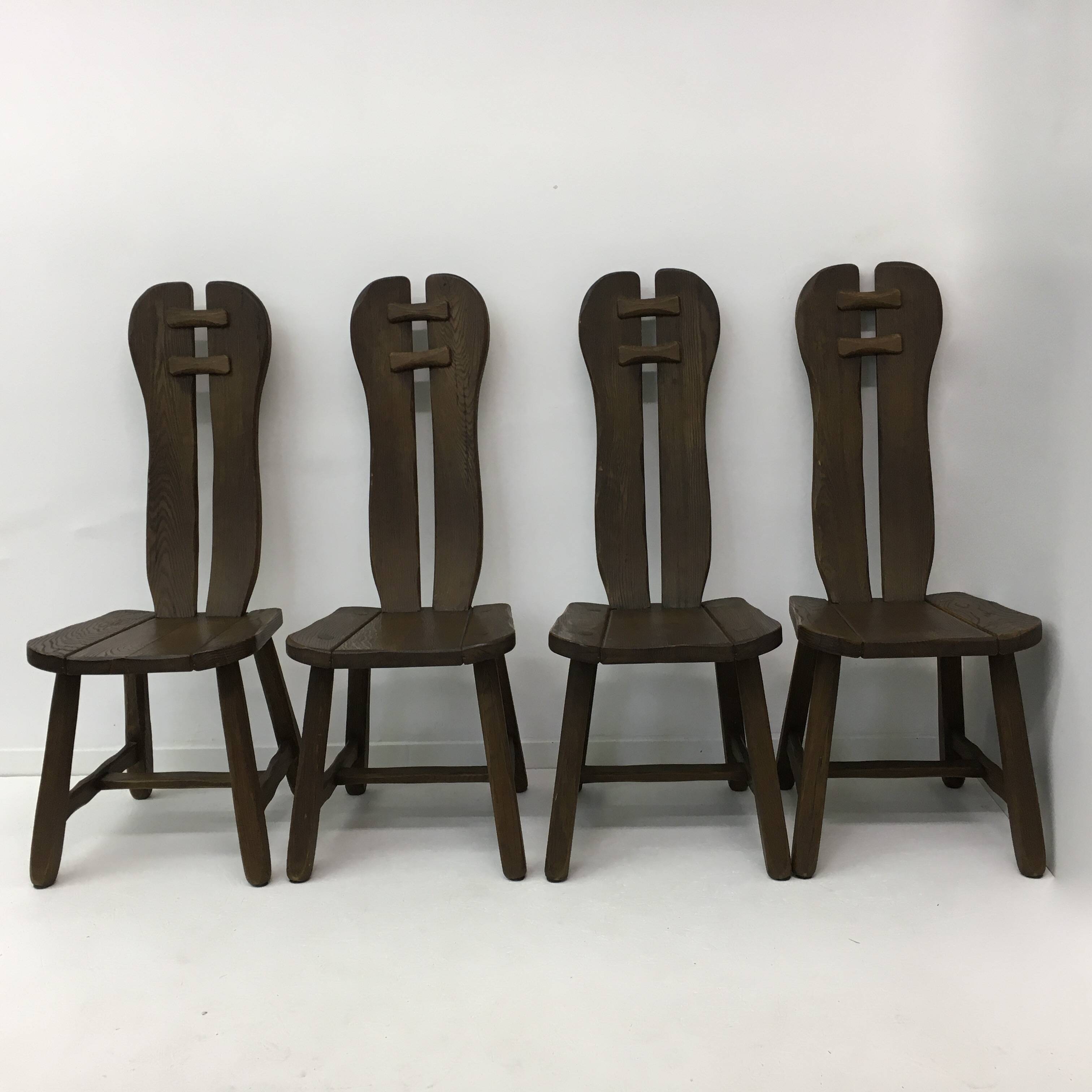 Set of 4 Belgian Brutalist Dining Chairs from De Puydt, 1970’s