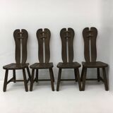 Set of 4 Belgian Brutalist Dining Chairs from De Puydt, 1970’s