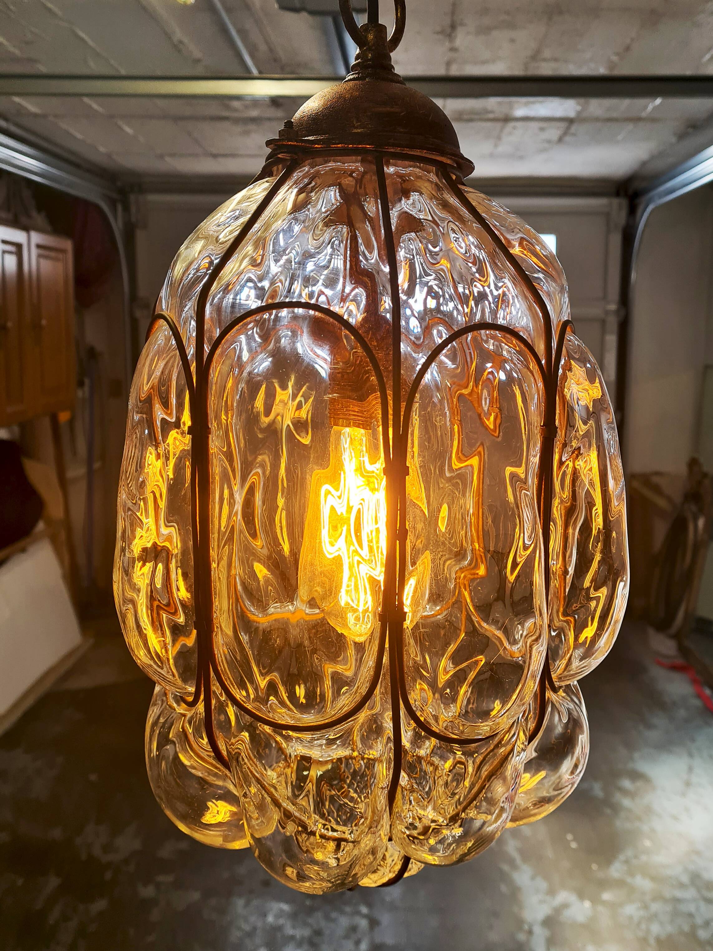 Murano glass hand-blown pendant light, mid-20th century