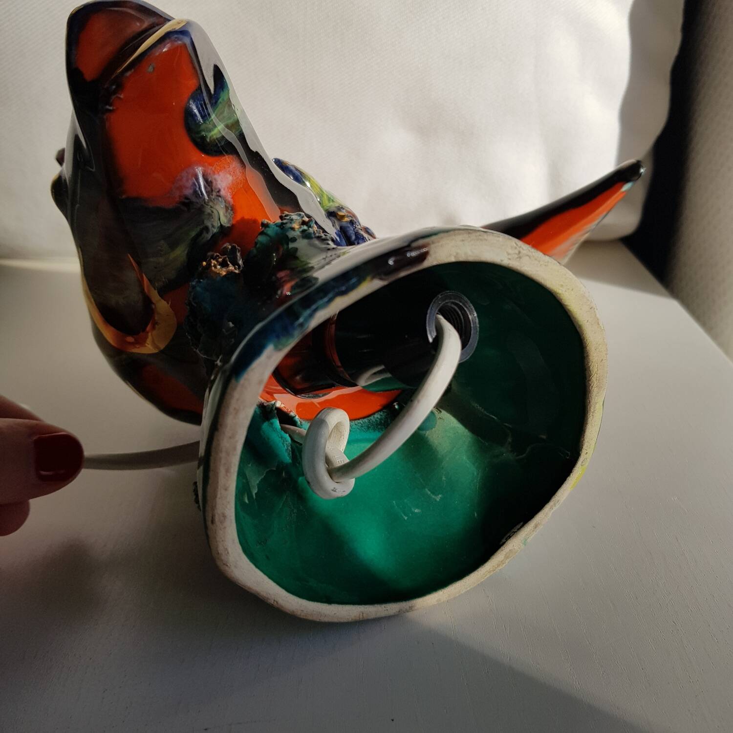 Lampe poisson en céramique avec ampoule