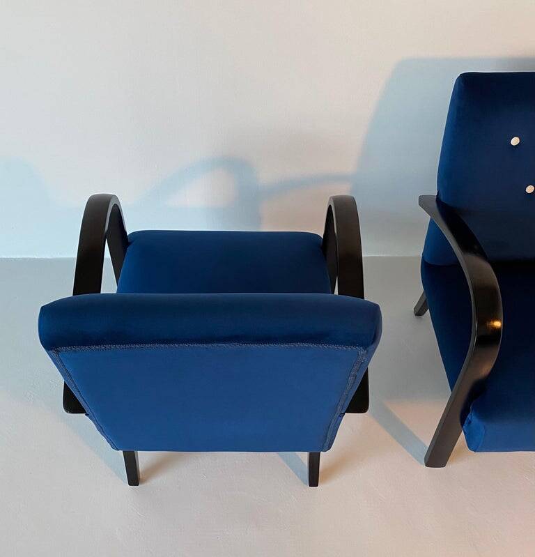 Pair of Blue Italian Art Deco Armchairs, 1930s