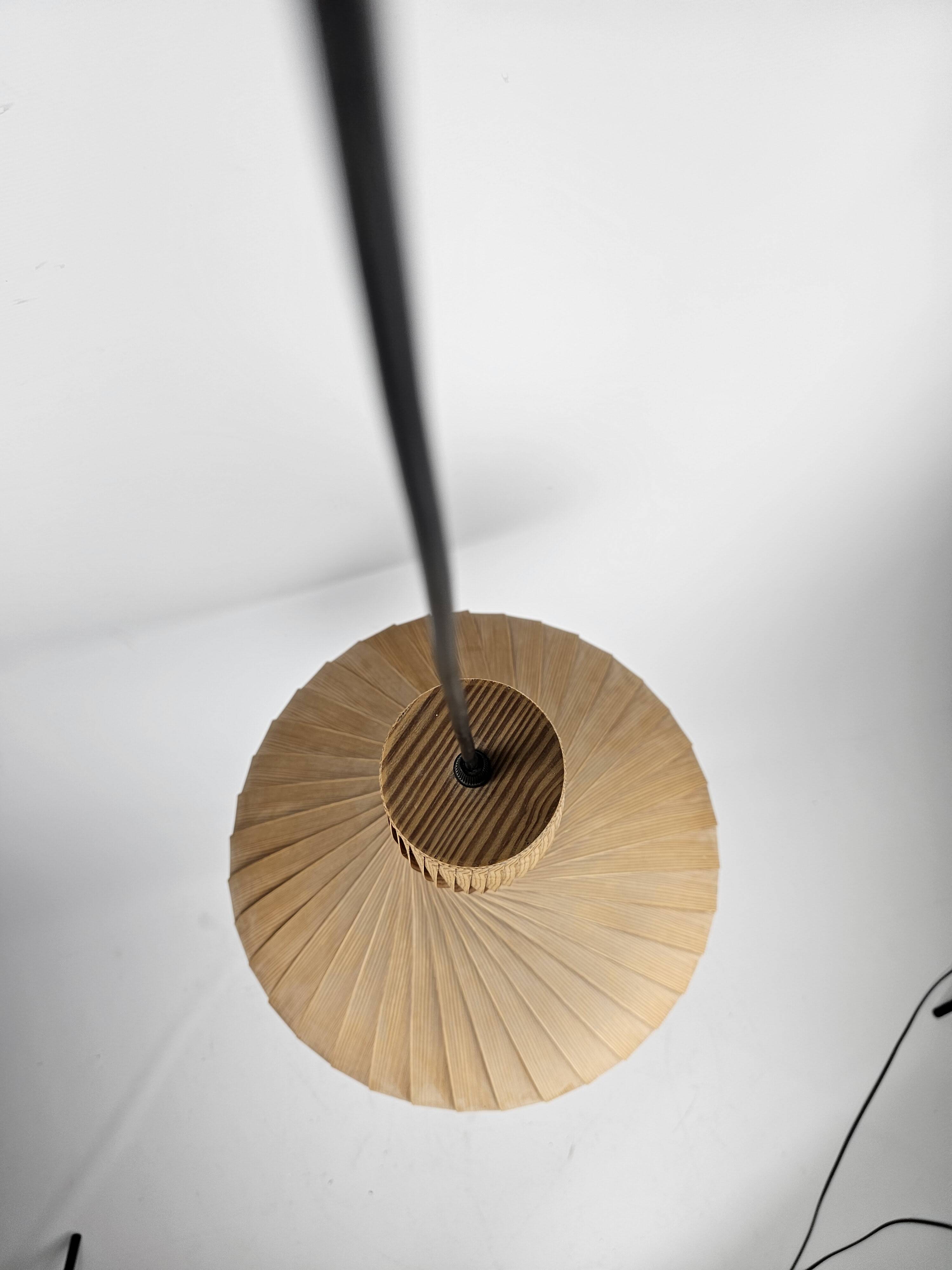 Large vintage hanging lamp veneer wood Hans Agne Jacobsson