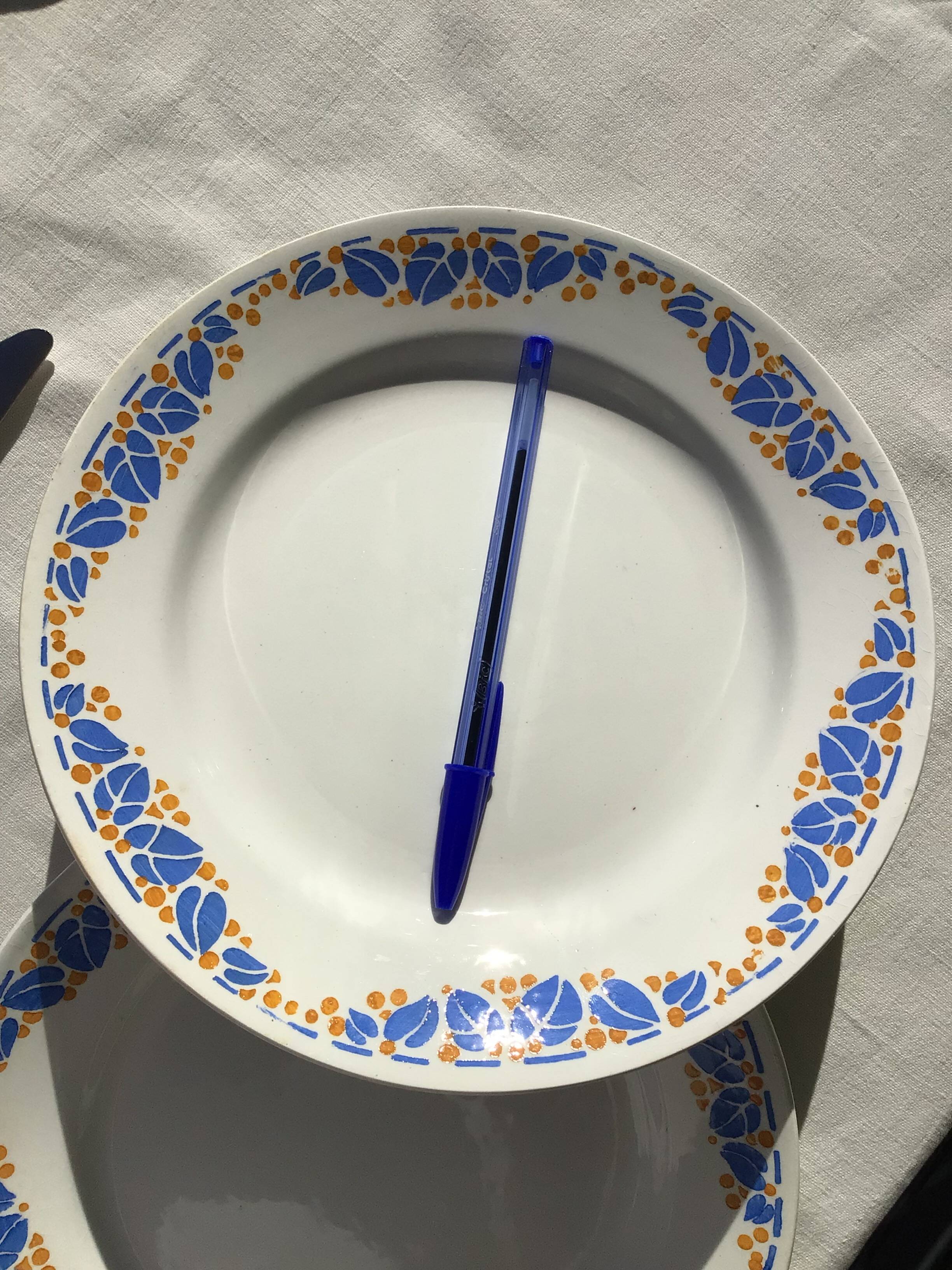 10 Colette HBCM blue and saffron dinner plates