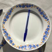 10 Assiettes plates Colette HBCM bleu et safran