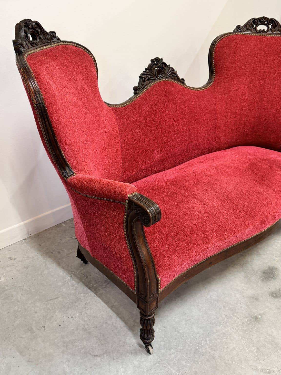 Antique Louis-Philippe velvet sofa