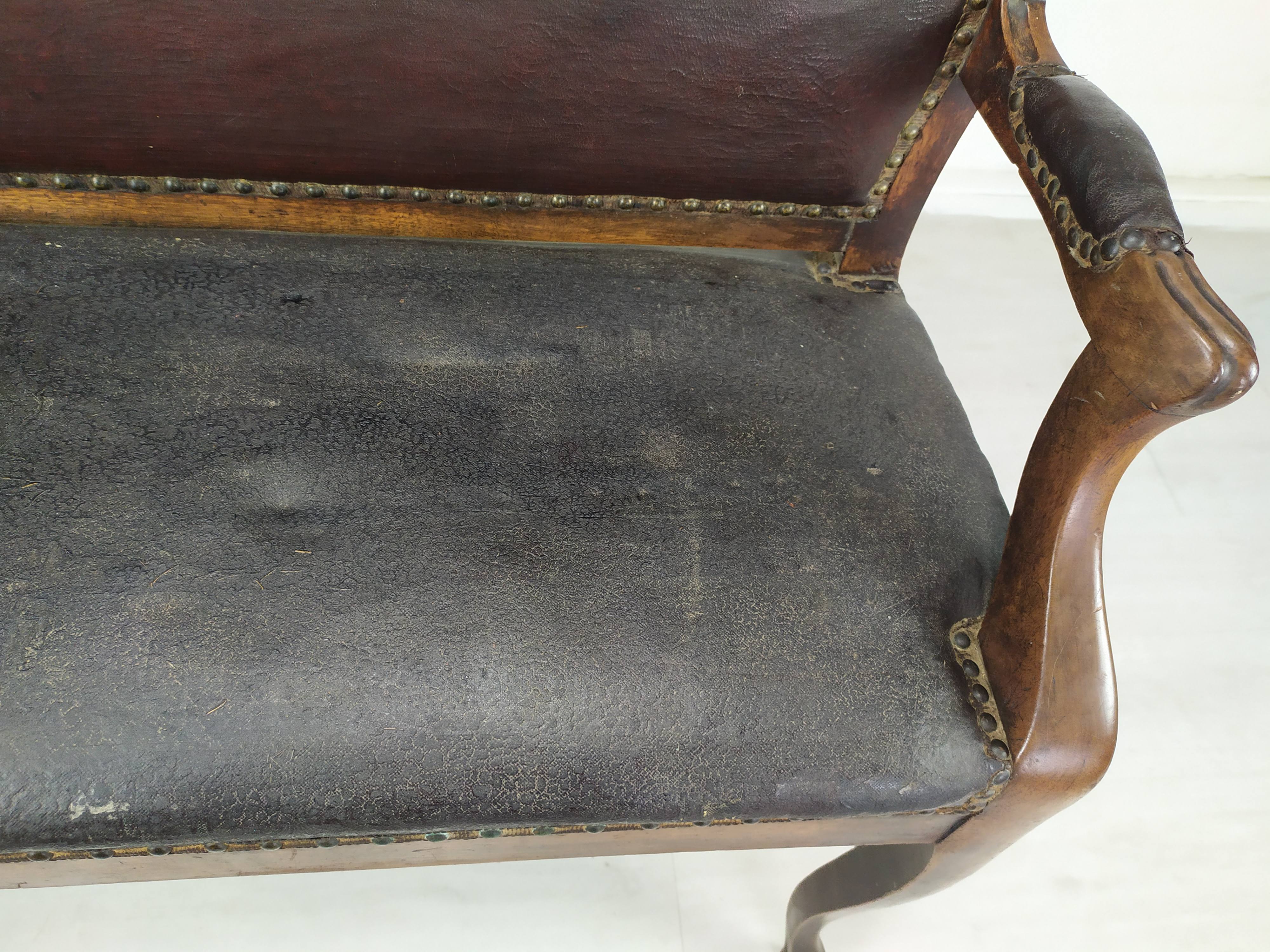 Leather bistro bench