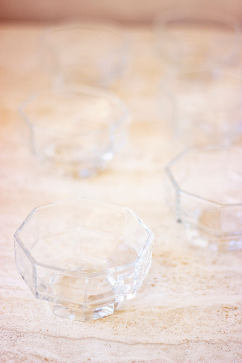 6 ramequins octogonaux en verre