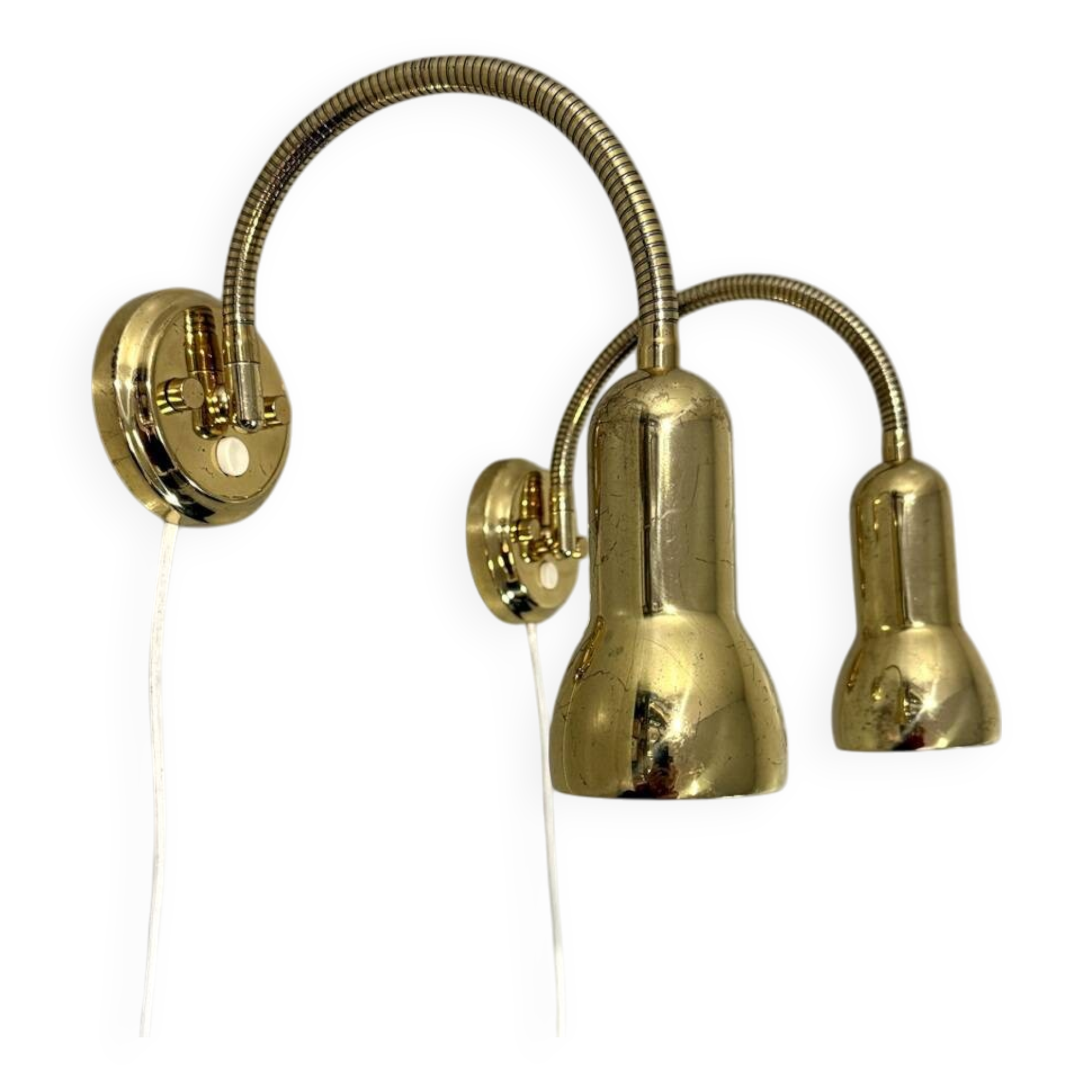 Brass flexible wall lamps, set of 2, 1960’s