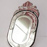 Miroir vénitien oval avec fronton mural ou à poser c. 1950 (53*31 cm)