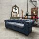 Canapé chesterfield en cuir bleu