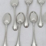 Ravinet d'Enfert 6 silver-plated moka spoons Minerva, Art Deco fluting