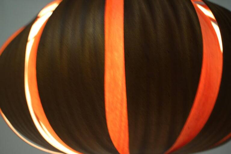 Large wooden veneer pendant lamp from the mid-20th century, 1960s