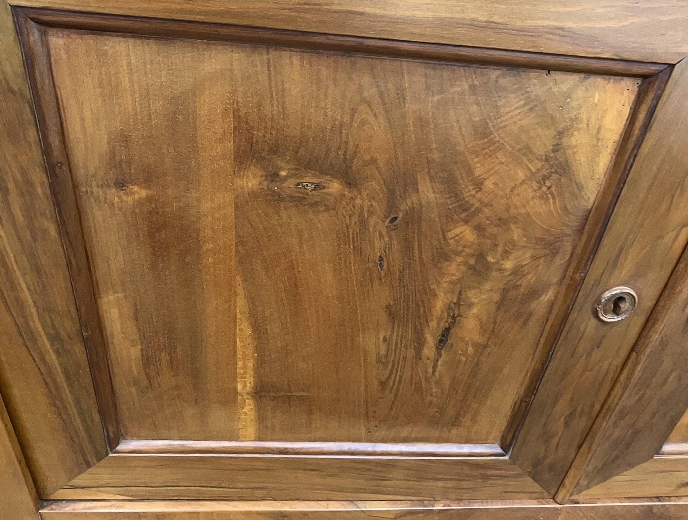 Sideboard and chest in burr walnut, late 19th century, Louis Philippe