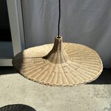 Small suspension, rattan luminaire in hat shape D:60cm