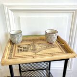 Engraved bamboo rattan tray