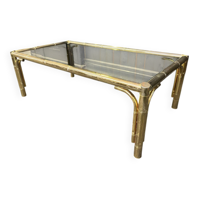 Table basse laiton faux bambou 1970