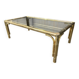 1970s faux bamboo brass coffee table