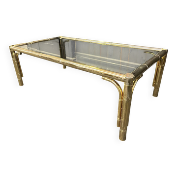 Table basse laiton faux bambou 1970
