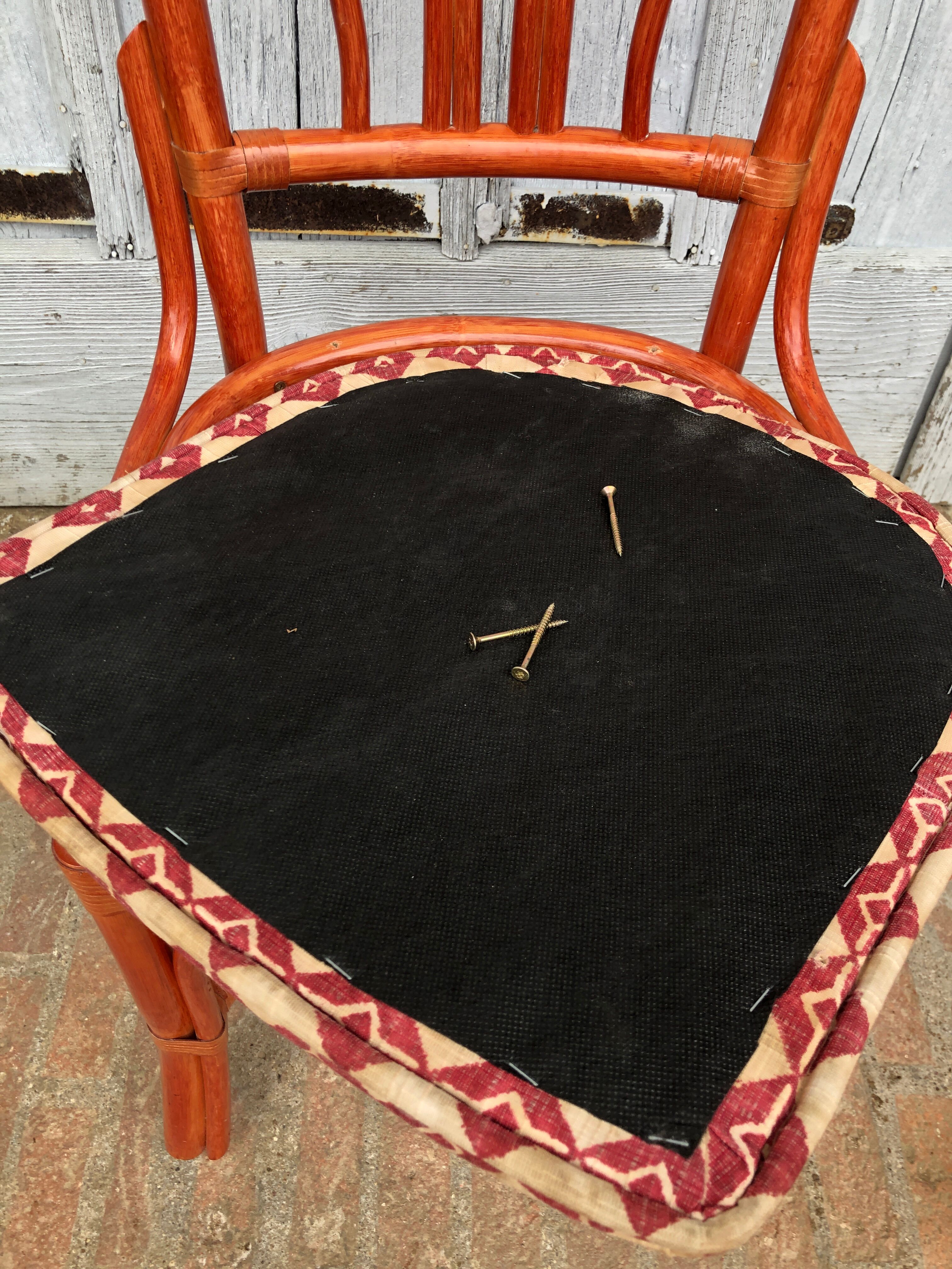 4 chaises bambou et cuir Roche Bobois 1960