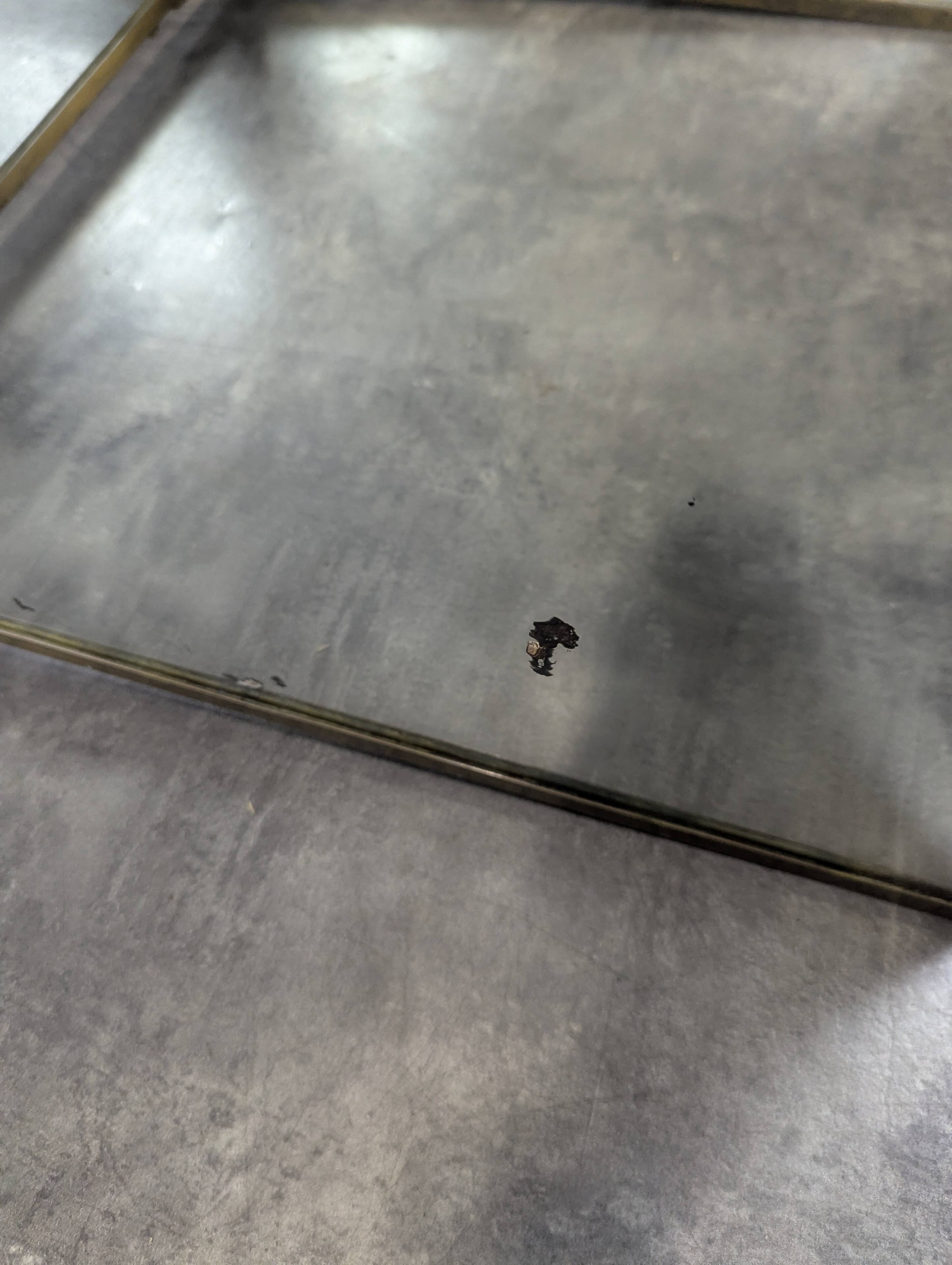 Nickel-plated bronze triptych mirror from the early 20th century.