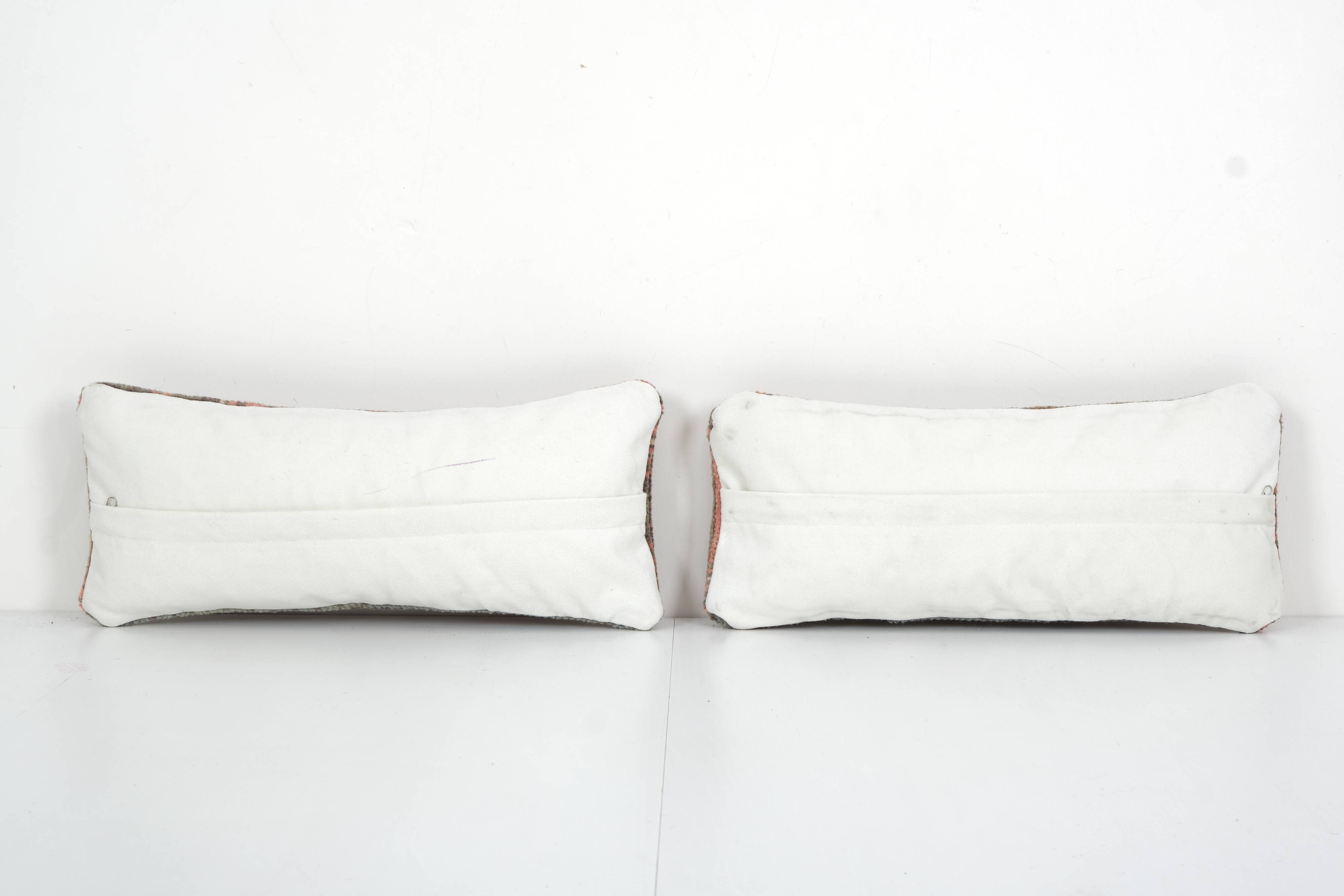 Organic wool muted brown carpet rug pillow, set of two faded ethnic turkish yastik pillow