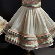 Pair of vintage bedside lamps with brass petticoat shades, 20th century